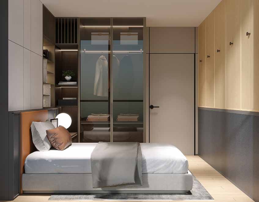 Bedroom with feature wall